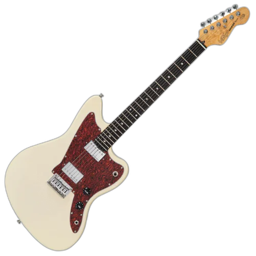 Guitarra Vintage V50 Coaster Series Vintage White com Corpo Basswood Braço Maple Escala Rosewood 22 Trastes 2 Humbuckers Entwistle Ponte Hardtail