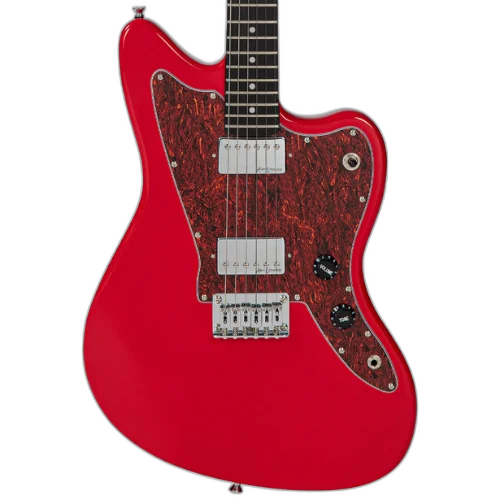 Guitarra Vintage V50 Coaster Series Gloss Red com Corpo Basswood Braço Maple Escala Rosewood 22 Trastes 2 Humbuckers Entwistle Ponte Hardtail