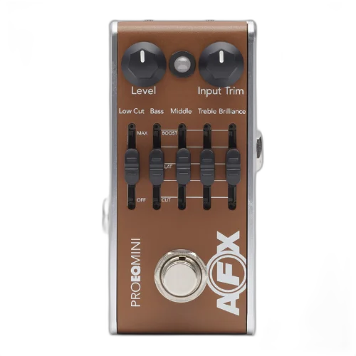 Pedal Fishman AFX PRO EQ Acoustic Mini Preamp PRO-AFX-EQ2 com Equalizador 5 Bandas e Low Cut