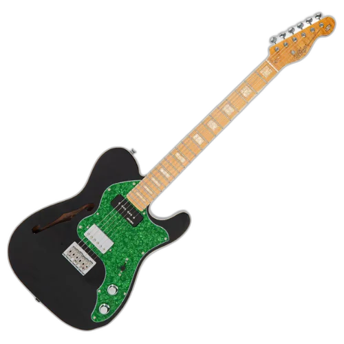 Guitarra Vintage V72 Reissued Boulevard Black com Corpo Alder Braço Maple Escala Maple 22 Trastes Captadores Wilkinson Platinum Ponte Hardtail WVFS