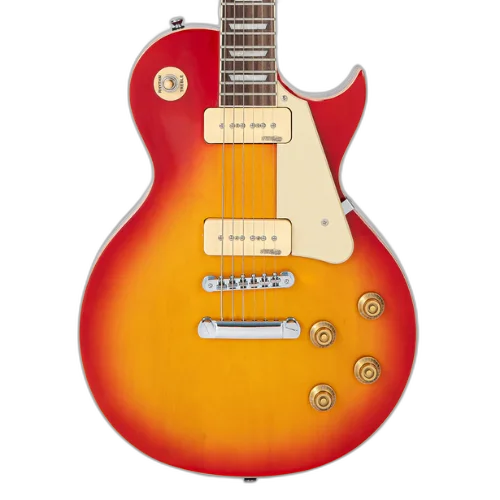 Guitarra Vintage V100P Reissued Cherry Sunburst com Corpo Mogno Braço Mogno Escala Rosewood 22 Trastes 2 Captadores Soapbar Wilkinson Ponte TOM