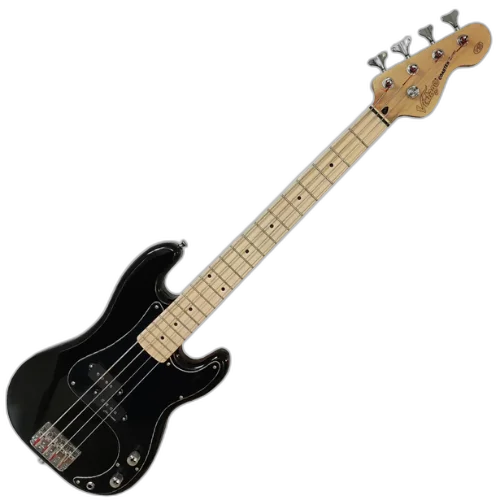 Contrabaixo Vintage V30 Maple Coaster Series Gloss Black com Corpo Paulownia Braço Maple Escala Maple 20 Trastes Captador Split Coil Entwistle Ponte P-Bass