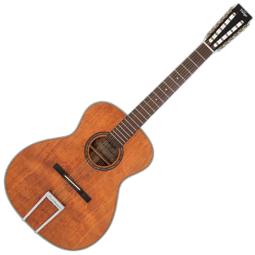 Violão Vintage VE600 Fret Dancer 12 Cordas Aged Open Pore Eletroacústico com Tampo Spruce Sólido Corpo Mogno Braço Mogno Escala Rosewood 20 Trastes 3 Band EQ