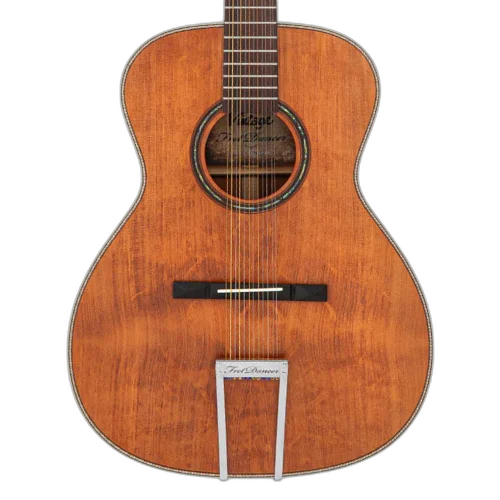 Violão Vintage VE600 Fret Dancer 12 Cordas Aged Open Pore Eletroacústico com Tampo Spruce Sólido Corpo Mogno Braço Mogno Escala Rosewood 20 Trastes 3 Band EQ