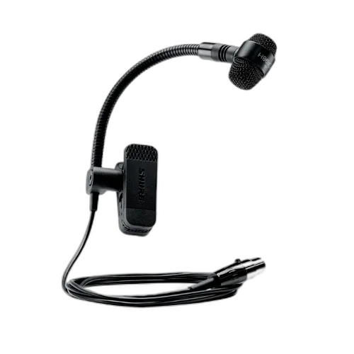 Microfone Shure PGA98H TQG Cardioide Gooseneck para Sopros com Conector TQG TA4F e Clamp para Instrumento