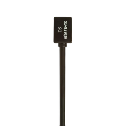 Microfone Shure WL93 Lapela Subminiatura Omnidirecional Condensador Preto com Cabo 1,2m Conector TA4F TQG Presilha Windscreen para Bodypack