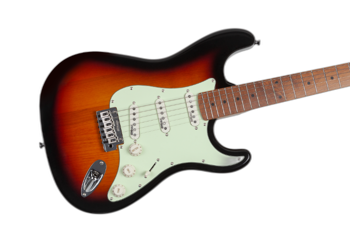 Corpo Alder 3 Tone Sunburst com Pickguard Mint Green
