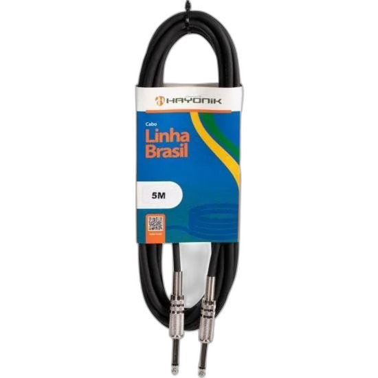 Cabo para Instrumentos Hayonik Linha Brasil P10 x P10 5M Preto
