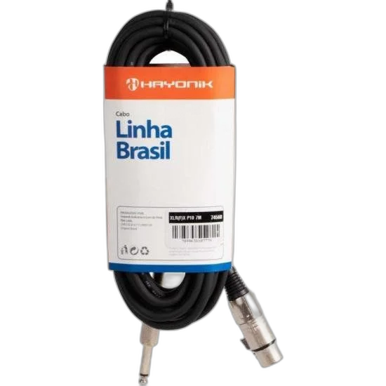 Cabo para Microfone Linha BRASIL XLR(F) X P10 7M Preto HAYONIK