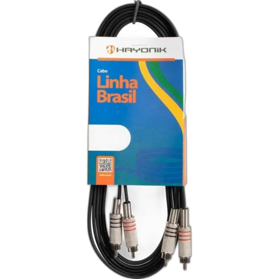 Cabo de Áudio Linha BRASIL 2RCA2 5M Preto HAYONIK