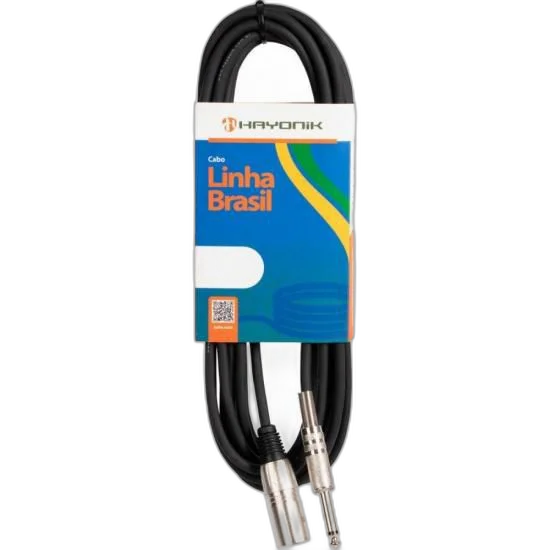 Cabo para Áudio Linha BRASIL XLR(M) X P10 1m Preto HAYONIK