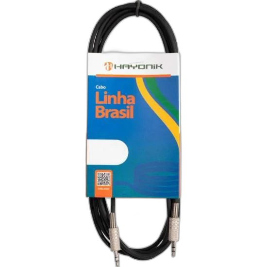 Cabo de Áudio Linha Brasil P2 Estéreo X P2 Estéreo 5M Preto HAYONIK