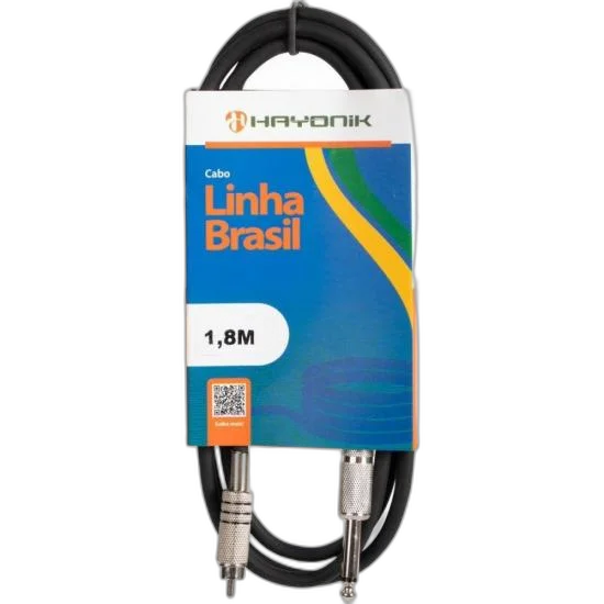 Cabo de Áudio Linha Brasil P10 Mono X 1 RCA 1,8m Preto HAYONIK
