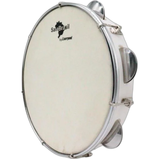 Pandeiro 10” Premium Pele Branca SamBrasil Liverpool Branco