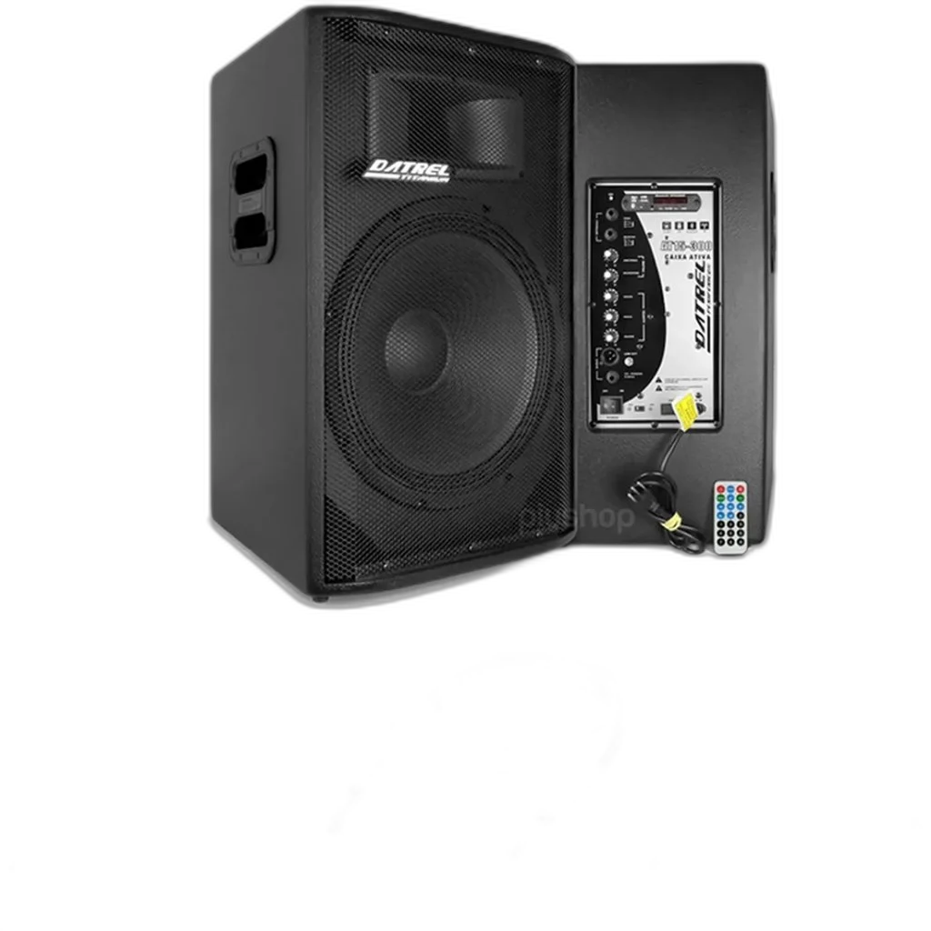 Kit Caixa De Som Datrel At15-300 Ativa + Passiva 600w + Tripe + Cabo