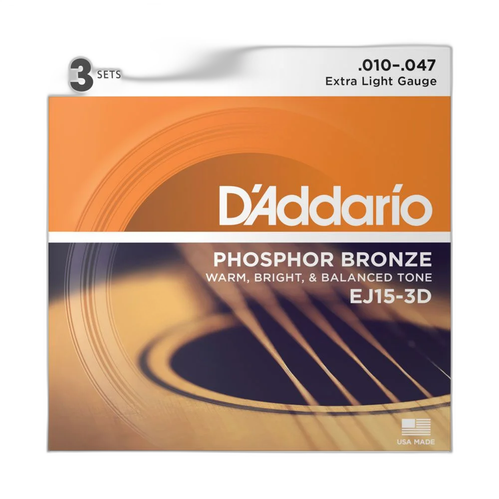 Encordoamento Violão Aço 10-47 (3 Jogos) D Addario EJ15-3D