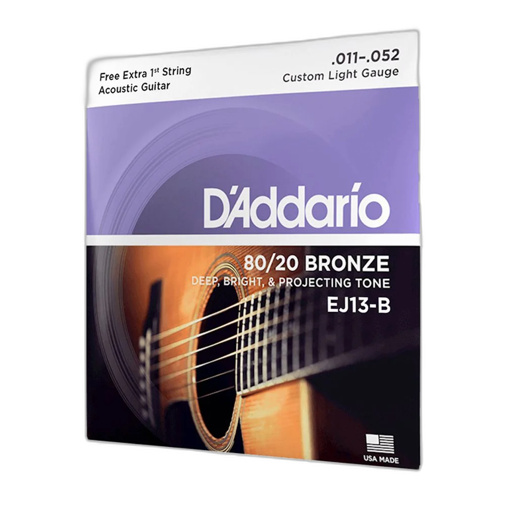 Encordoamento Violão Aço 11-52 Corda Extra D Addario EJ13-B