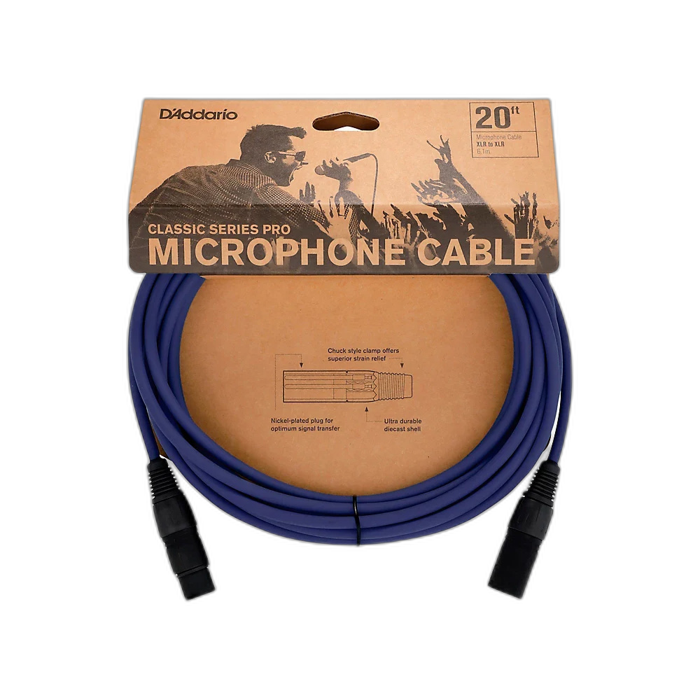 Cabo Microf XLR Azul Escuro Classic DAddario PW-CPMIC-20DBU