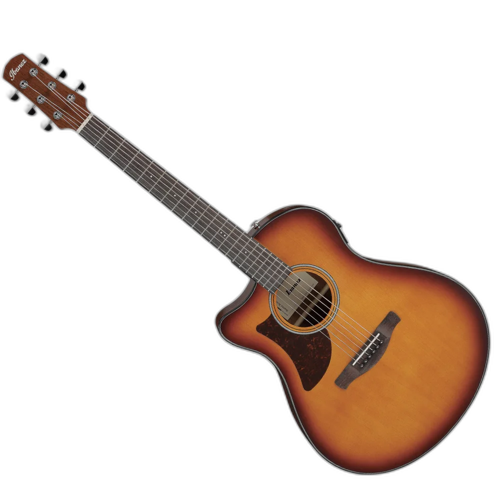 Violão Eletroacústico Ibanez AAM50LCE-OLB Canhoto com Tampo Sitka Spruce Sólido Pré Ibanez AEQ-TP2 Tarraxas Die Cast Encordoamento Aço e Acabamento Open Pore Natural