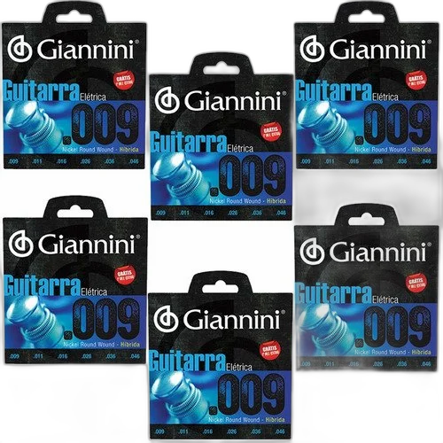 Kit 6 Encordoamentos Para Guitarra Geegst.009 Giannini