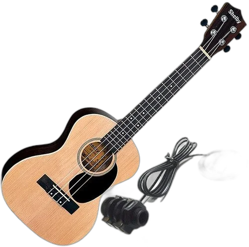 Kit Ukulele Shelby Tenor Elétrico Completo C/ Escudo Su25r