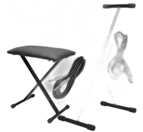 Kit Suporte Para Teclado Em X + Banqueta + Cobertura + Cabos