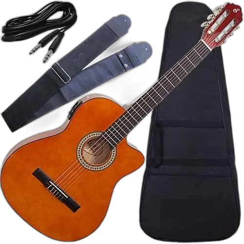 Kit Violão Eletroacústico Eq 3 Banda + Capa Nf14 Nt Giannini