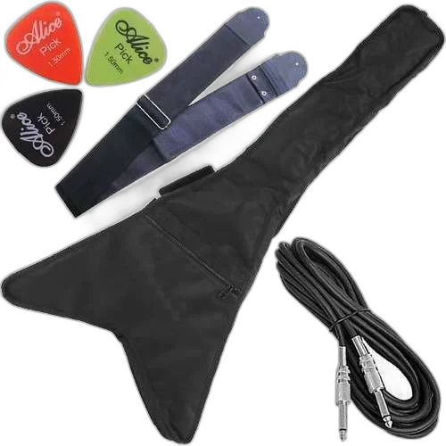 Kit Capa Para Guitarra Flying V Acolchoada C/ Acessórios