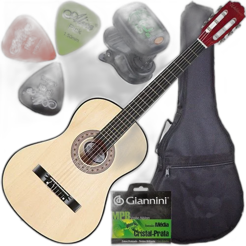 Kit Violão Barato Acústico Queens + Capa Cordas Nylon Nt