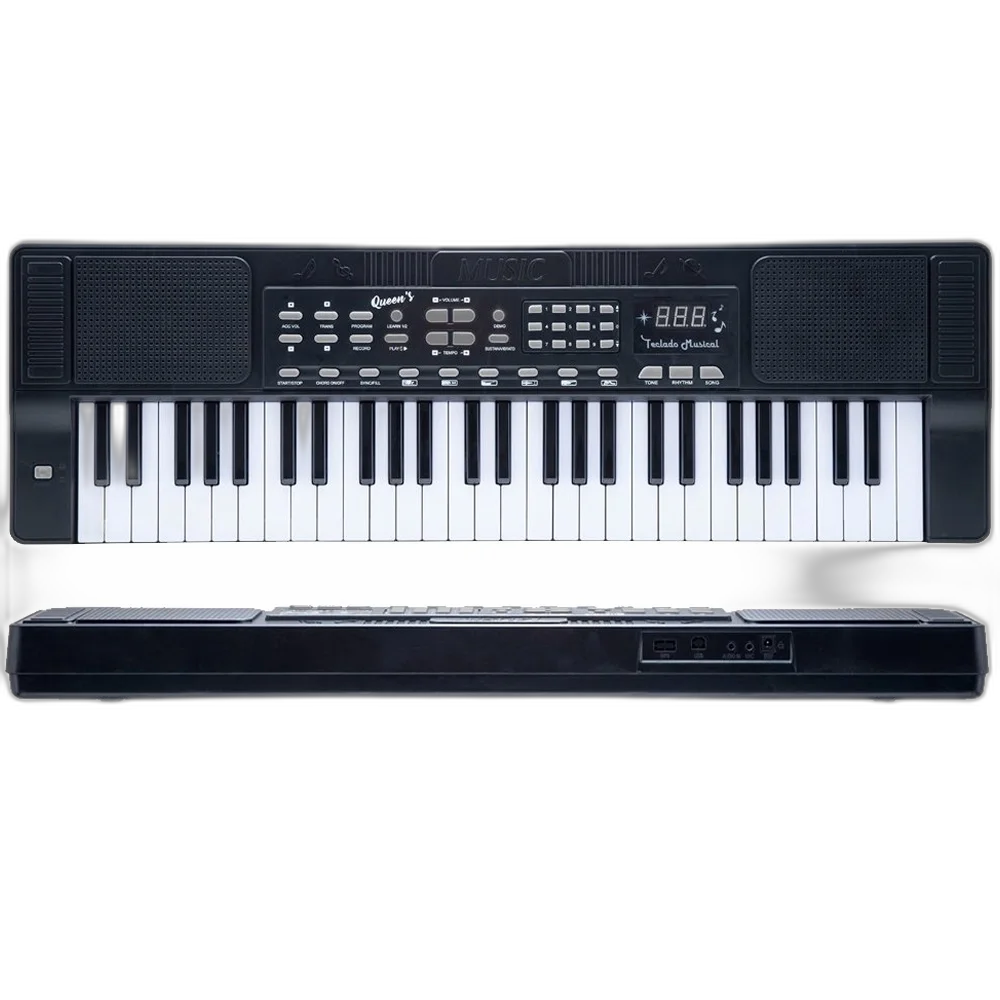 Teclado Musical Crianças Iniciantes Queens 54 Teclas Leds