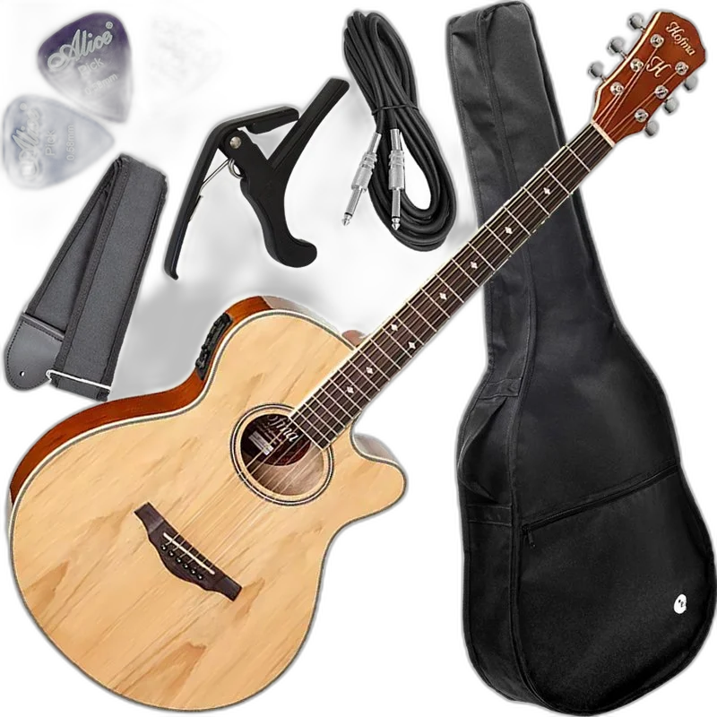 Kit Violão Hofma Eletroacústico Mini Jumbo Hmf 249 Natural
