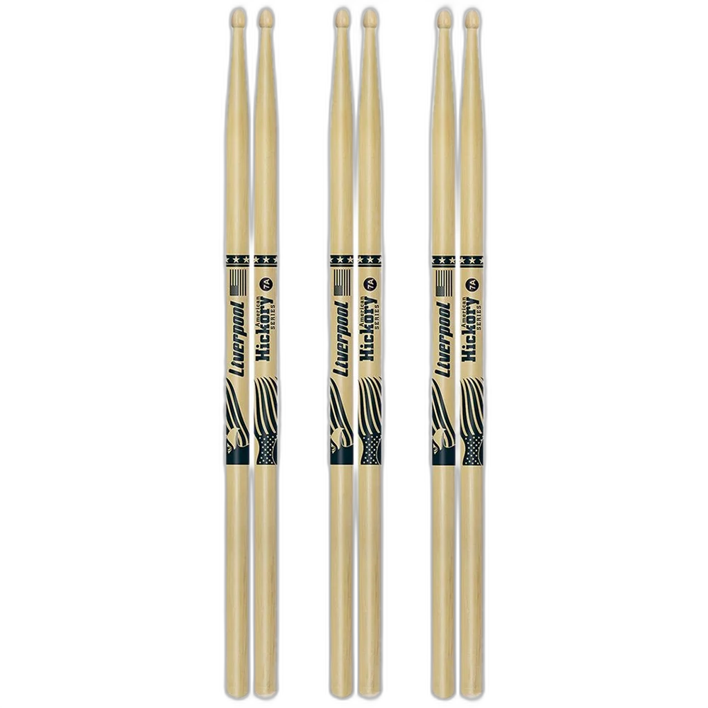3 Pares Baqueta American Hickory Series 7a Madeira Liverpool