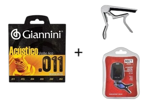 Kit Encordoamento 0.11 Giannini + Capotraste + Afinador