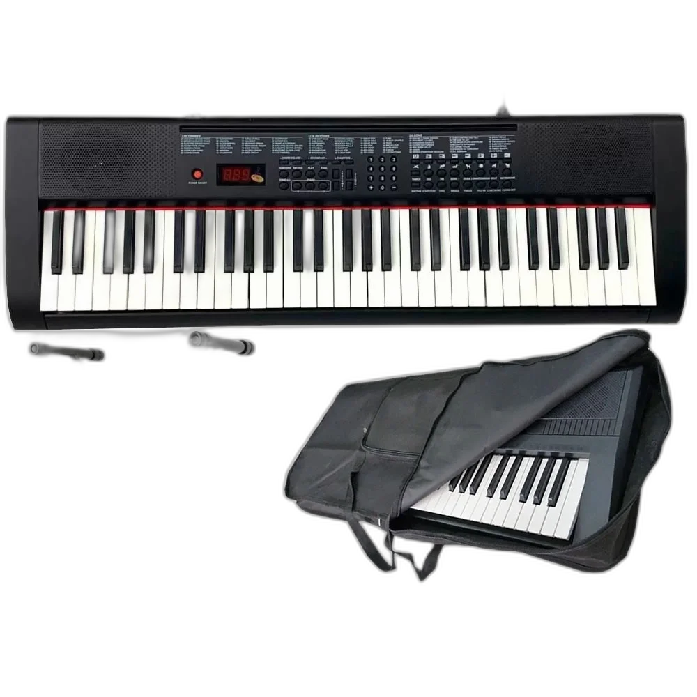 Kit Teclado Musical Queens 61 Teclas Semi Profissional Max