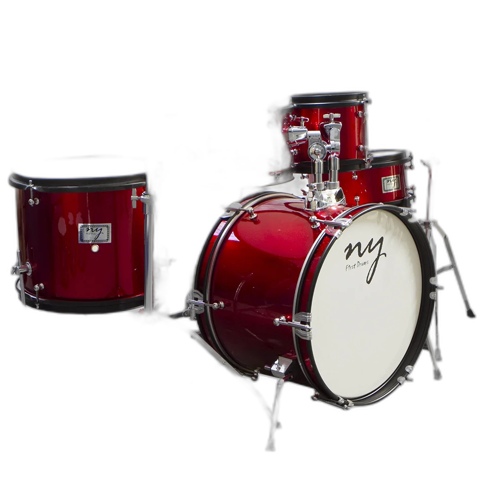 Bateria Acústica Infantil Junior 2t Vermelha Com Banco New York