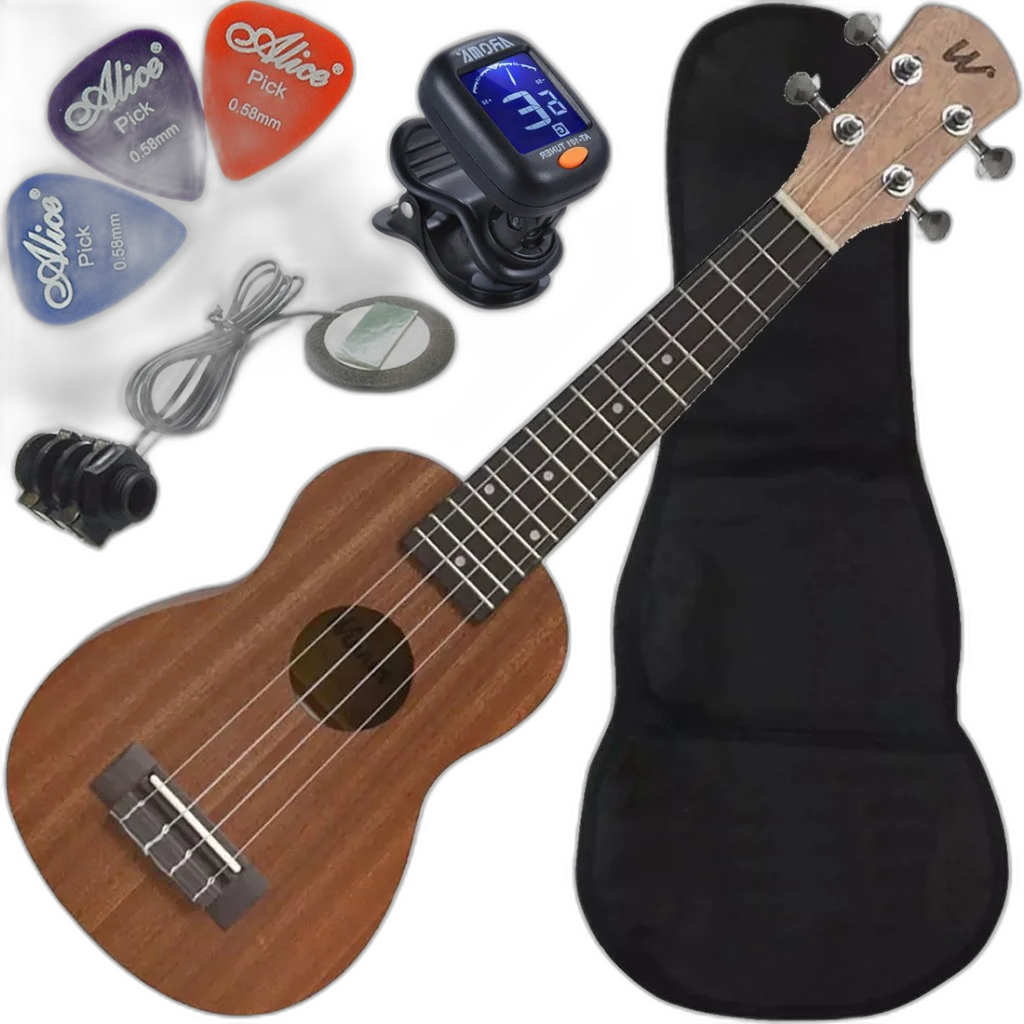 Kit Ukulele Soprano Elétrico Aquila Sapele Winner Ux04